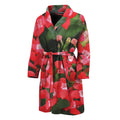 Red Bouvardia Print Men's Bathrobe