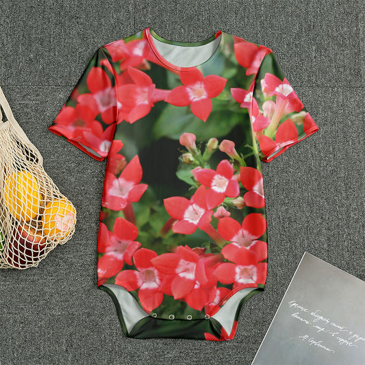 Red Bouvardia Print Men's Bodysuit