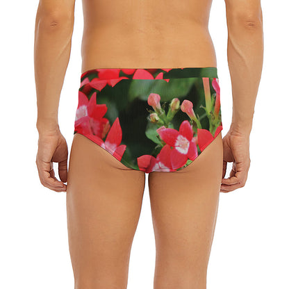 Red Bouvardia Print Men's Briefs