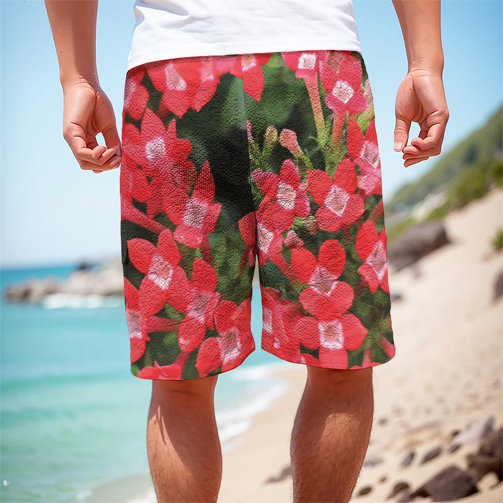 Red Bouvardia Print Men's Cargo Shorts