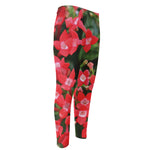 Red Bouvardia Print Men's Compression Pants