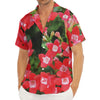 Red Bouvardia Print Men's Deep V-Neck Shirt