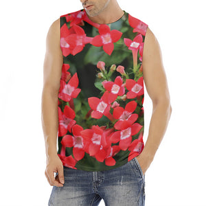 Red Bouvardia Print Men's Fitness Tank Top