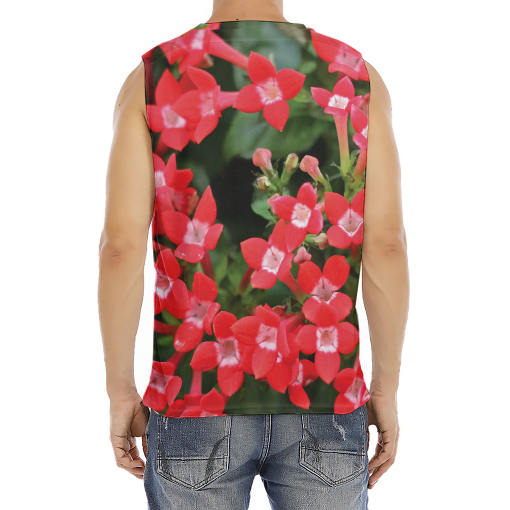 Red Bouvardia Print Men's Fitness Tank Top