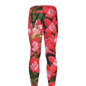 Red Bouvardia Print Men's leggings