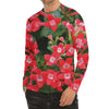 Red Bouvardia Print Men's Long Sleeve Rash Guard