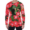 Red Bouvardia Print Men's Long Sleeve T-Shirt