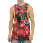 Red Bouvardia Print Men's Muscle Tank Top