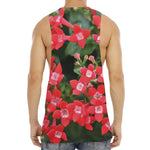 Red Bouvardia Print Men's Muscle Tank Top