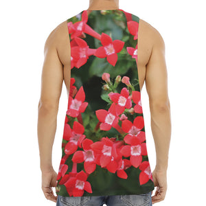 Red Bouvardia Print Men's Muscle Tank Top