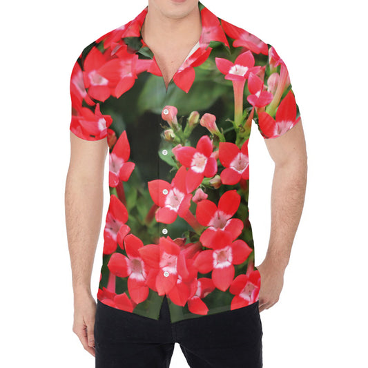 Red Bouvardia Print Men's Shirt