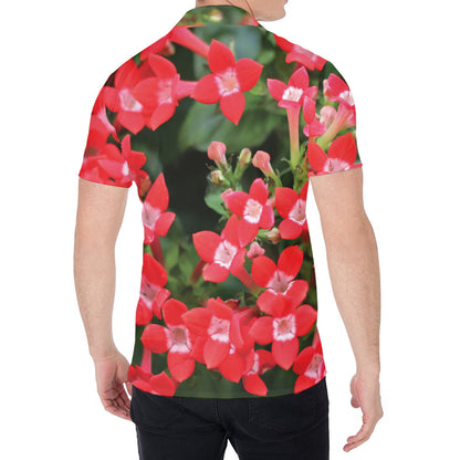 Red Bouvardia Print Men's Shirt