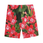 Red Bouvardia Print Men's Sports Shorts