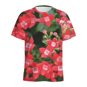 Red Bouvardia Print Men's Sports T-Shirt