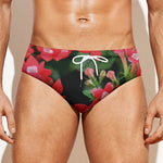 Red Bouvardia Print Men's Swim Briefs