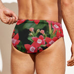 Red Bouvardia Print Men's Swim Briefs