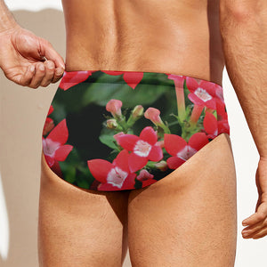 Red Bouvardia Print Men's Swim Briefs