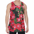 Red Bouvardia Print Men's Velvet Tank Top