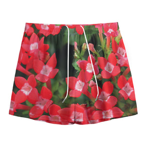 Red Bouvardia Print Mesh Shorts