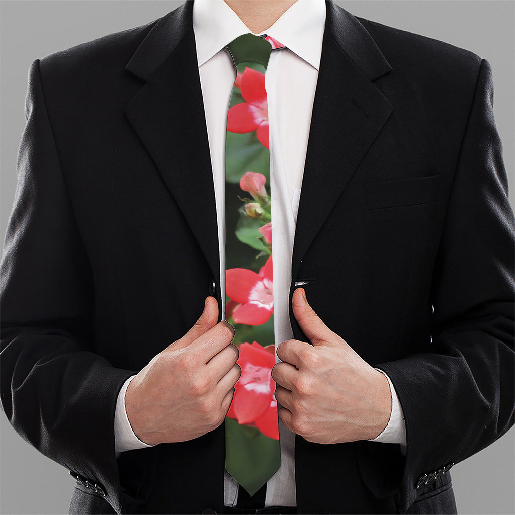 Red Bouvardia Print Necktie