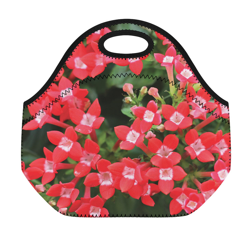 Red Bouvardia Print Neoprene Lunch Bag