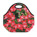 Red Bouvardia Print Neoprene Lunch Bag