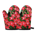 Red Bouvardia Print Oven Mitts