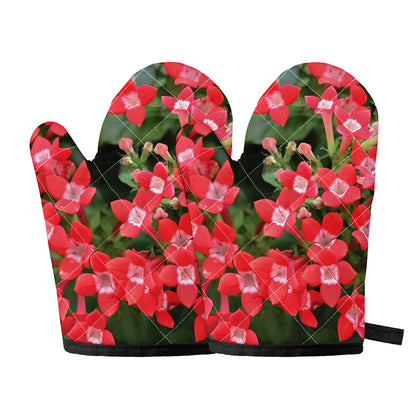 Red Bouvardia Print Oven Mitts