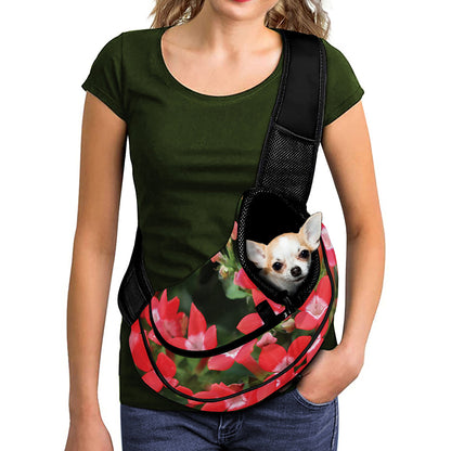 Red Bouvardia Print Pet Sling Carrier