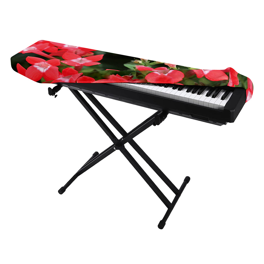 Red Bouvardia Print Piano Keyboard Cover