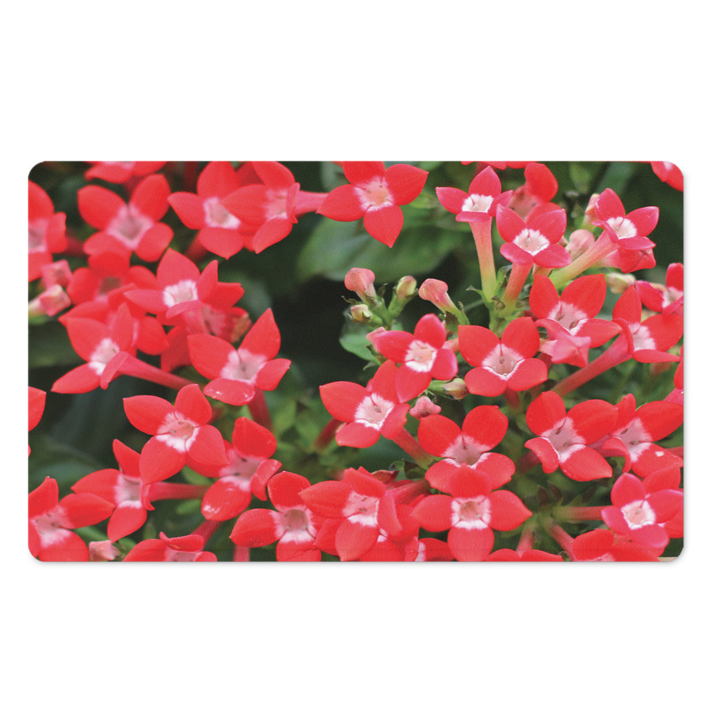 Red Bouvardia Print Polyester Doormat