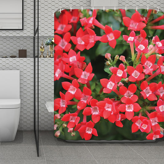 Red Bouvardia Print Polyester Shower Curtain