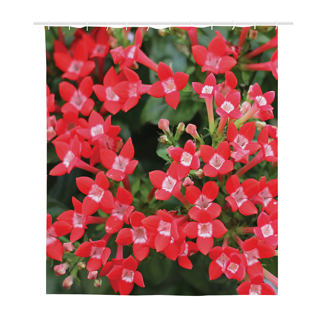 Red Bouvardia Print Polyester Shower Curtain