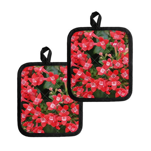 Red Bouvardia Print Pot Holders