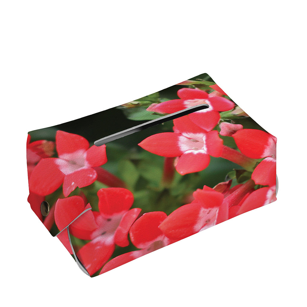 Red Bouvardia Print Rectangle Tissue Box Cover