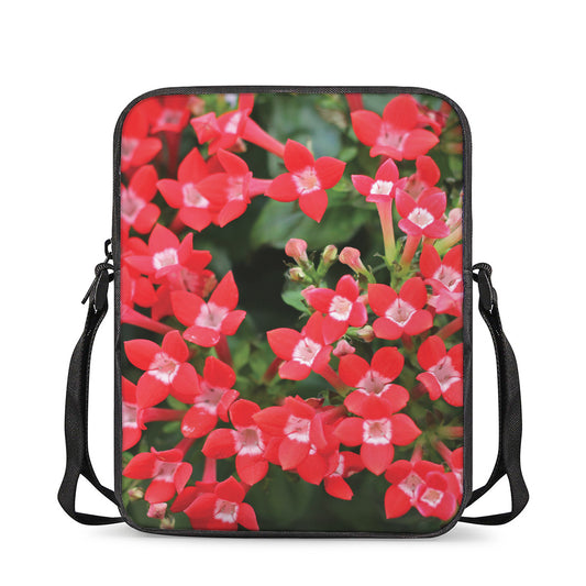 Red Bouvardia Print Rectangular Crossbody Bag