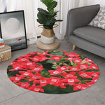 Red Bouvardia Print Round Rug