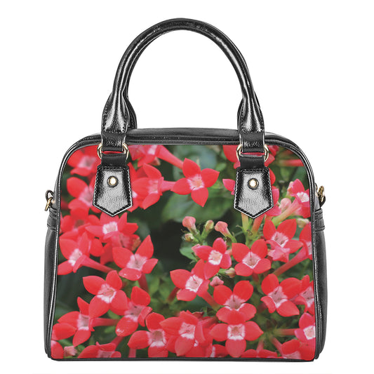 Red Bouvardia Print Shoulder Handbag
