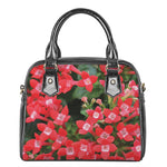 Red Bouvardia Print Shoulder Handbag