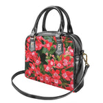Red Bouvardia Print Shoulder Handbag