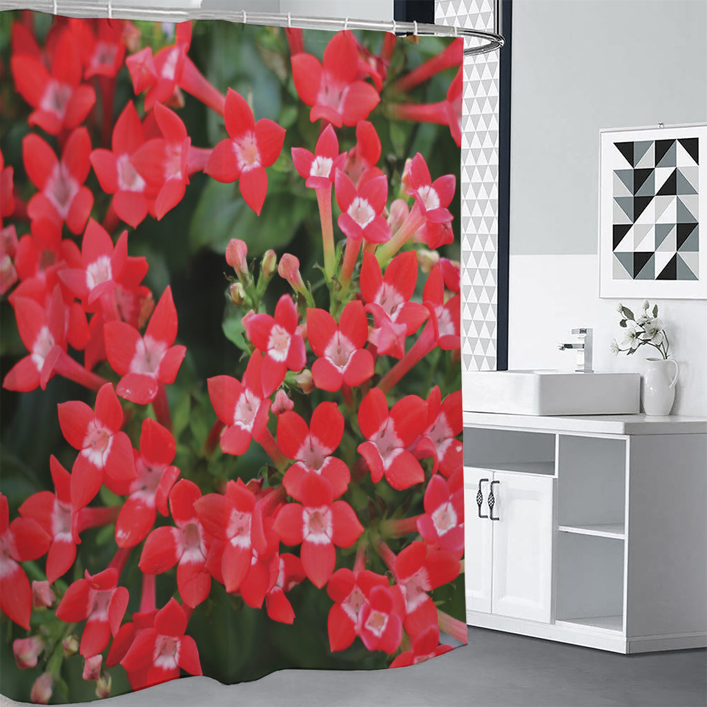 Red Bouvardia Print Shower Curtain