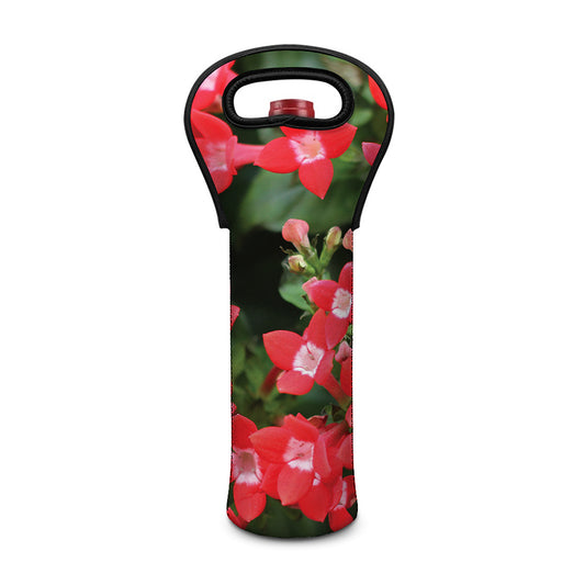Red Bouvardia Print Single Neoprene Wine Tote