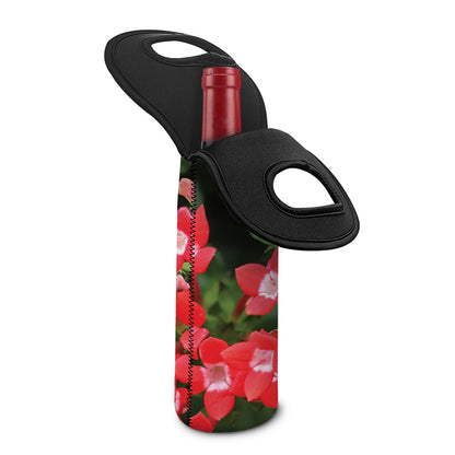 Red Bouvardia Print Single Neoprene Wine Tote