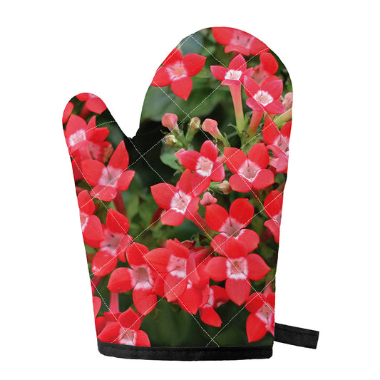 Red Bouvardia Print Single Oven Mitt