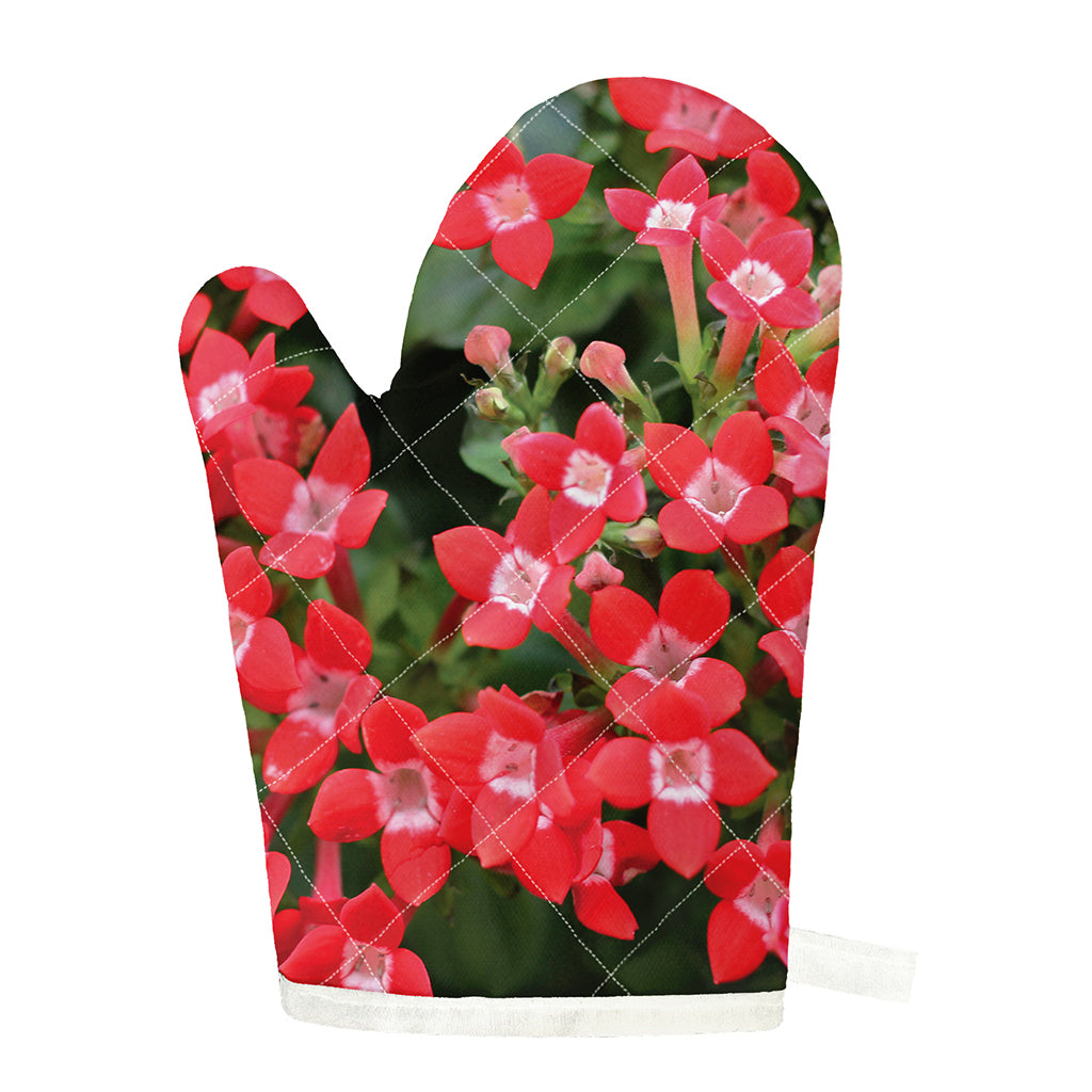 Red Bouvardia Print Single Oven Mitt
