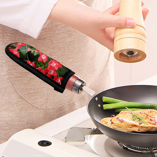 Red Bouvardia Print Skillet Handle Cover