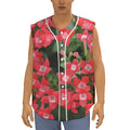 Red Bouvardia Print Sleeveless Baseball Jersey