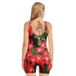 Red Bouvardia Print Sleeveless One Piece Swimsuit