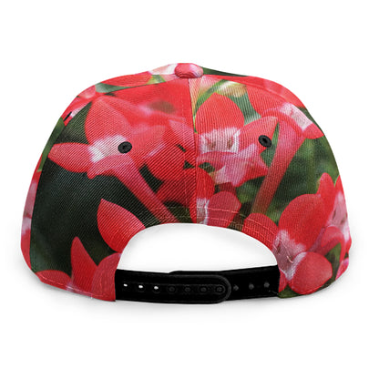 Red Bouvardia Print Snapback Cap