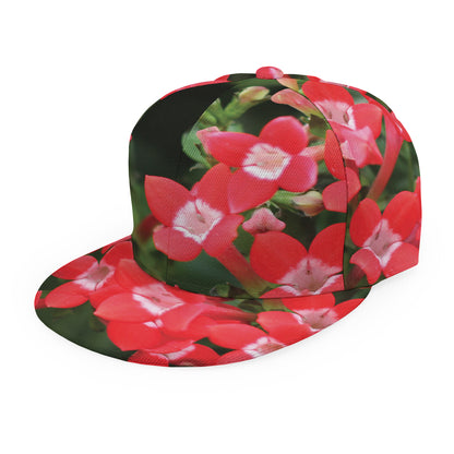 Red Bouvardia Print Snapback Cap